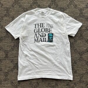 Vintage The Globe and Mail T-Shirt Mens XL White 150th Anniversary News 90s